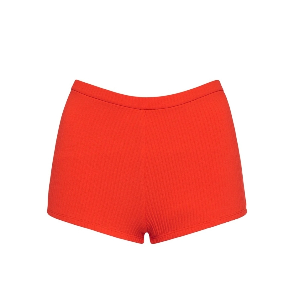Red rib  bathing suit shorts - Picture 2 of 4
